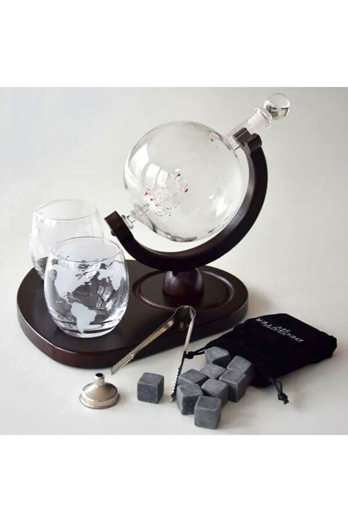 OEM-Set decantor Deluxe, design glob pamantesc, 2 pahare, tava, accesorii incluse, 850 ml 10