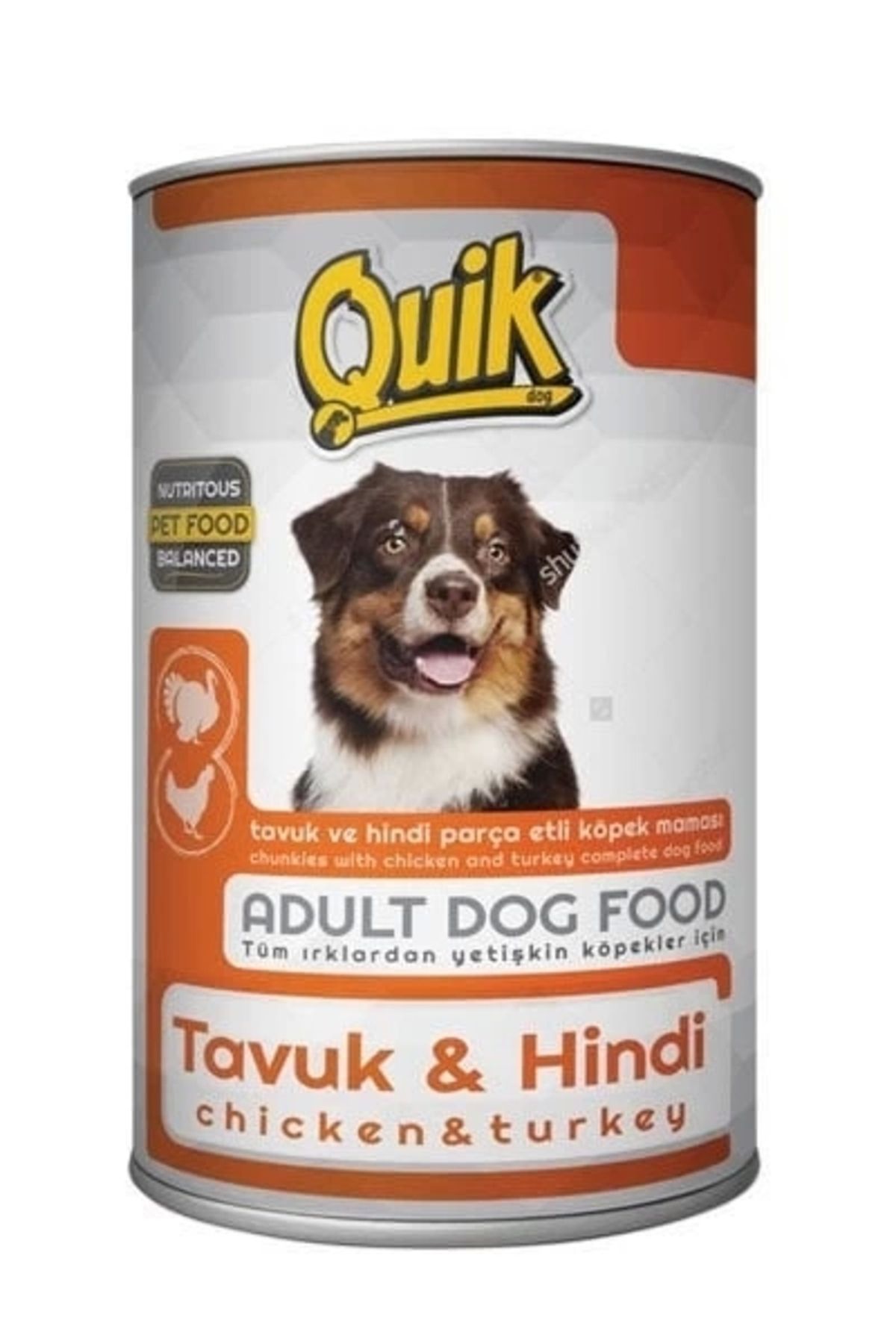 YNT İthalat Quik Tavuk ve Hindili Yetişkin Konserve Köpek Maması 415 Gr