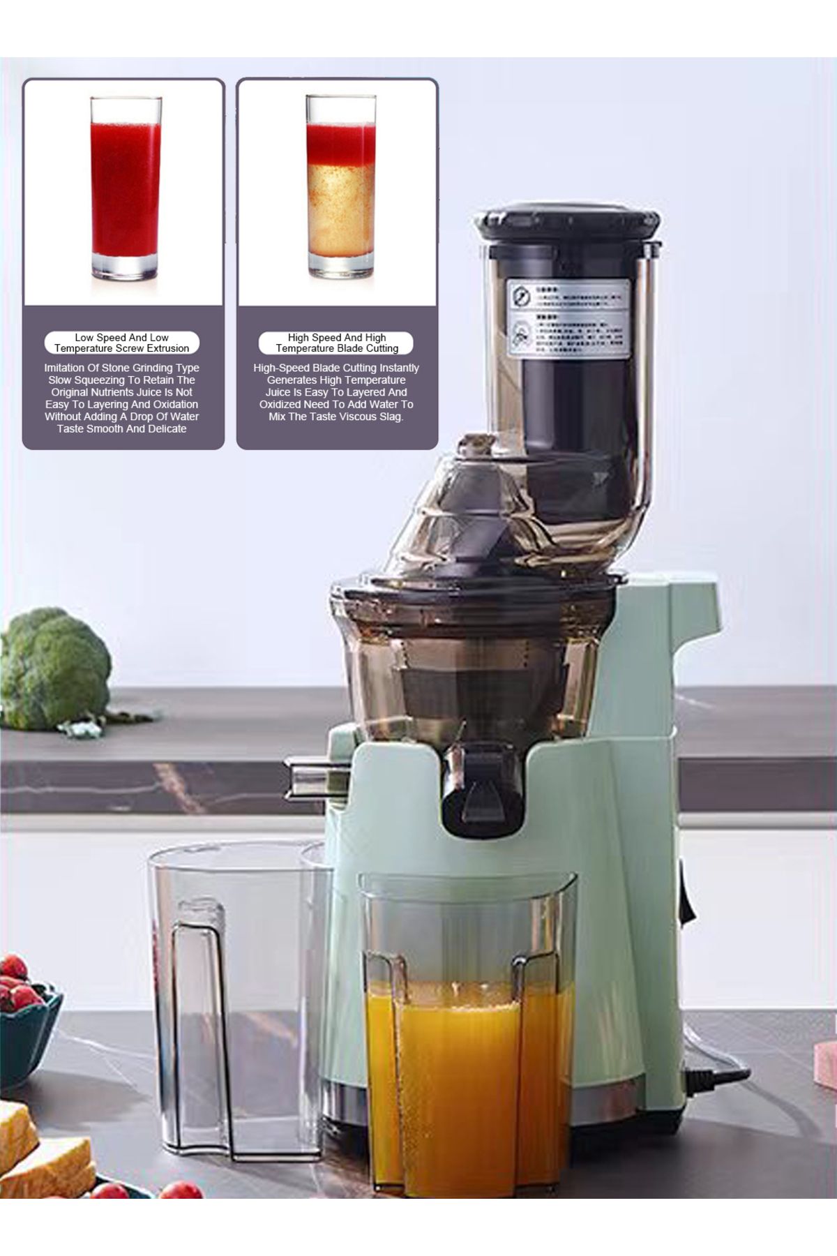 ET-LIFE-Slow Masticating Juicer, Slow juicer, Fruit/Vegetable Juicer, Cold Press Juicer with High Output 7