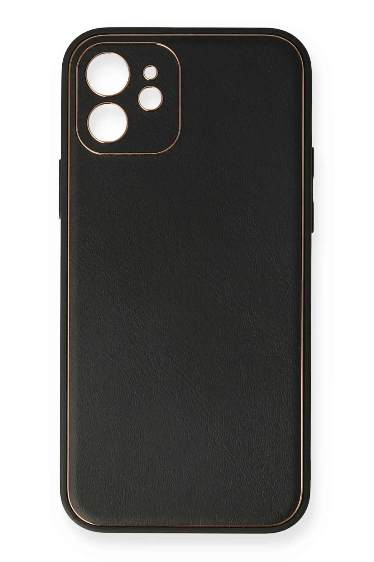 NewFace iPhone 12 Mini Kılıf Coco Deri Silikon Kapak - Siyah YNSMR