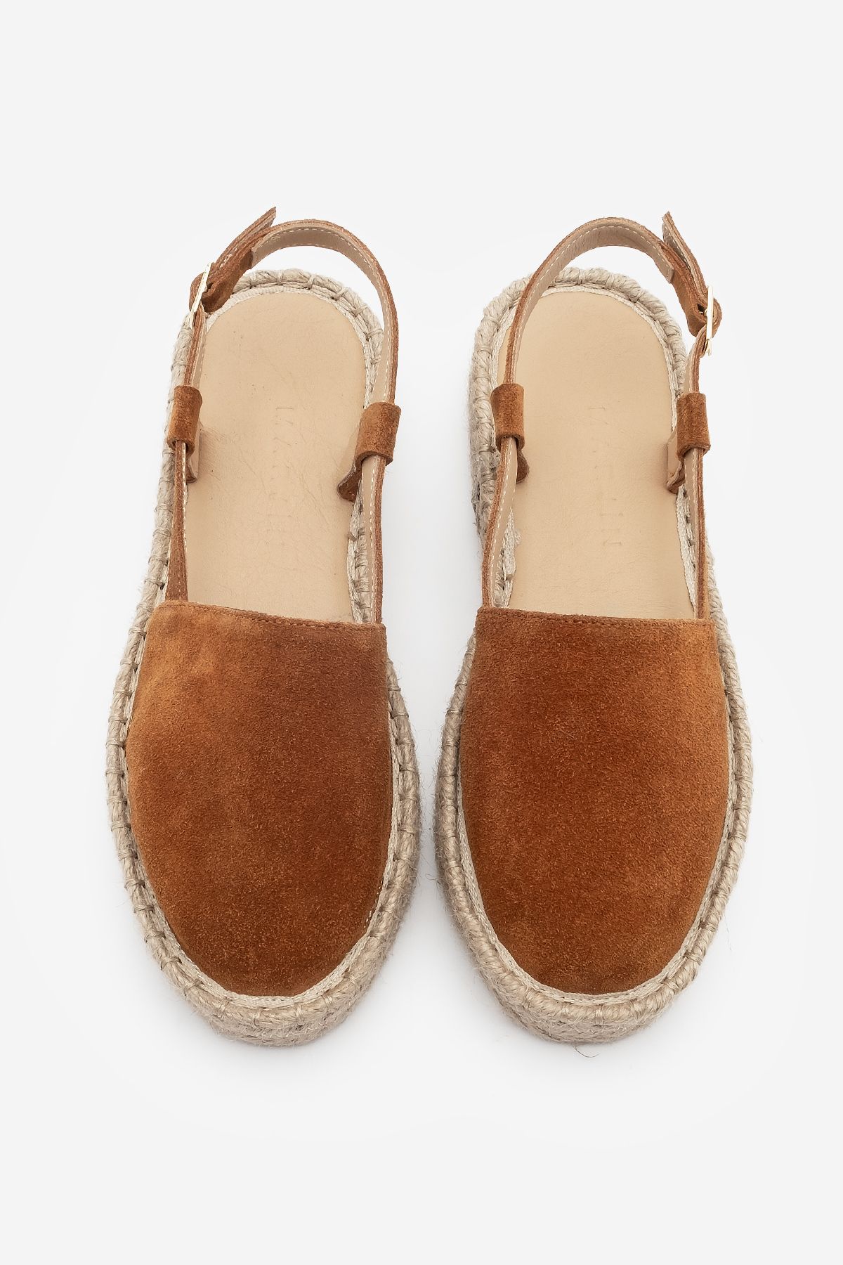 Marjin-Sandale espadrille pentru femei din piele intoarsa maro - spate deschis, piele naturala si esarfa de iuta 7
