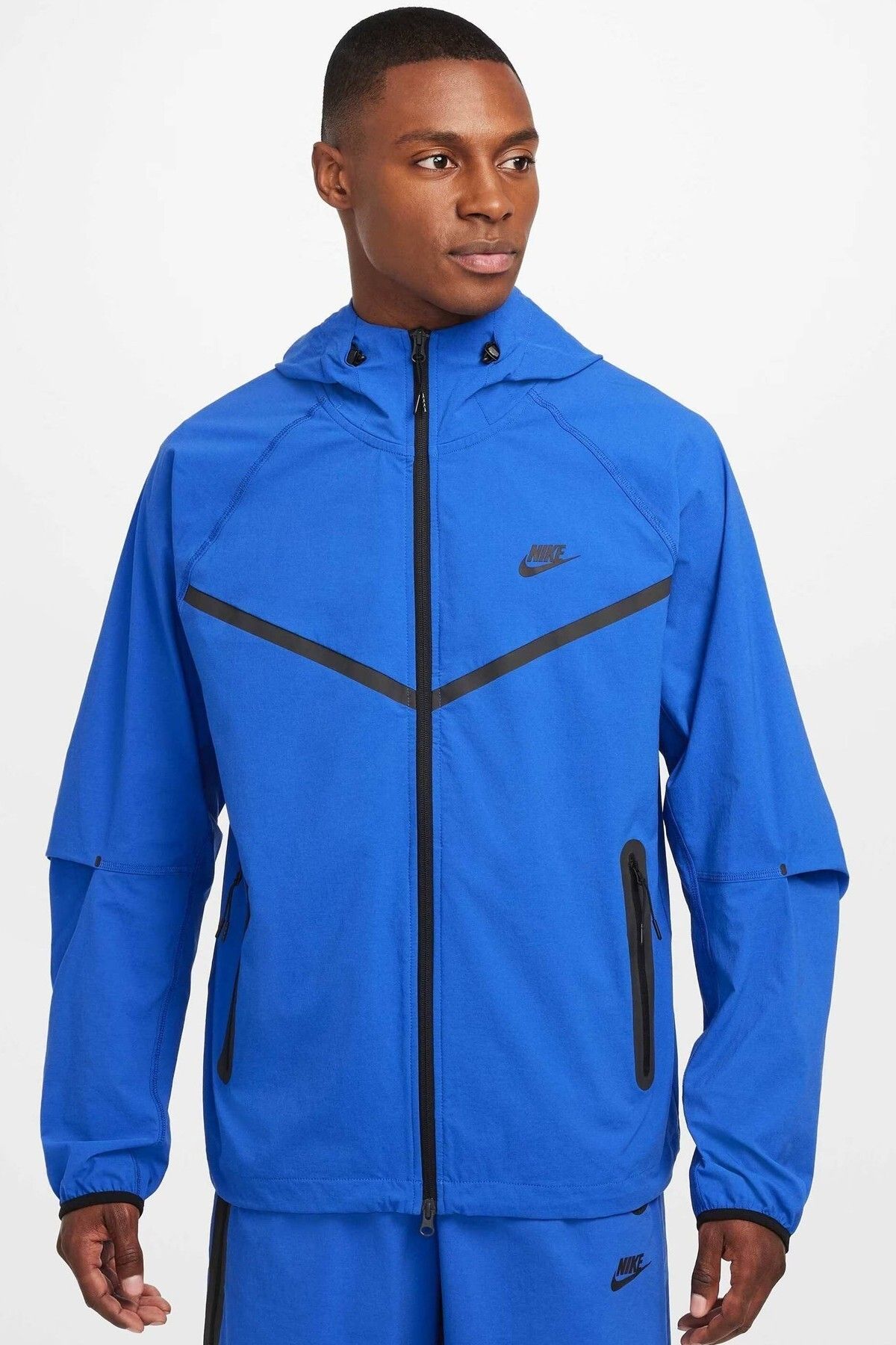 Nike Tech Windrunner Woven Full Zip Loose Fit Jacket Erkek Bol Kesim Paraşüt Kumaş Kapüşonlu Ceket S