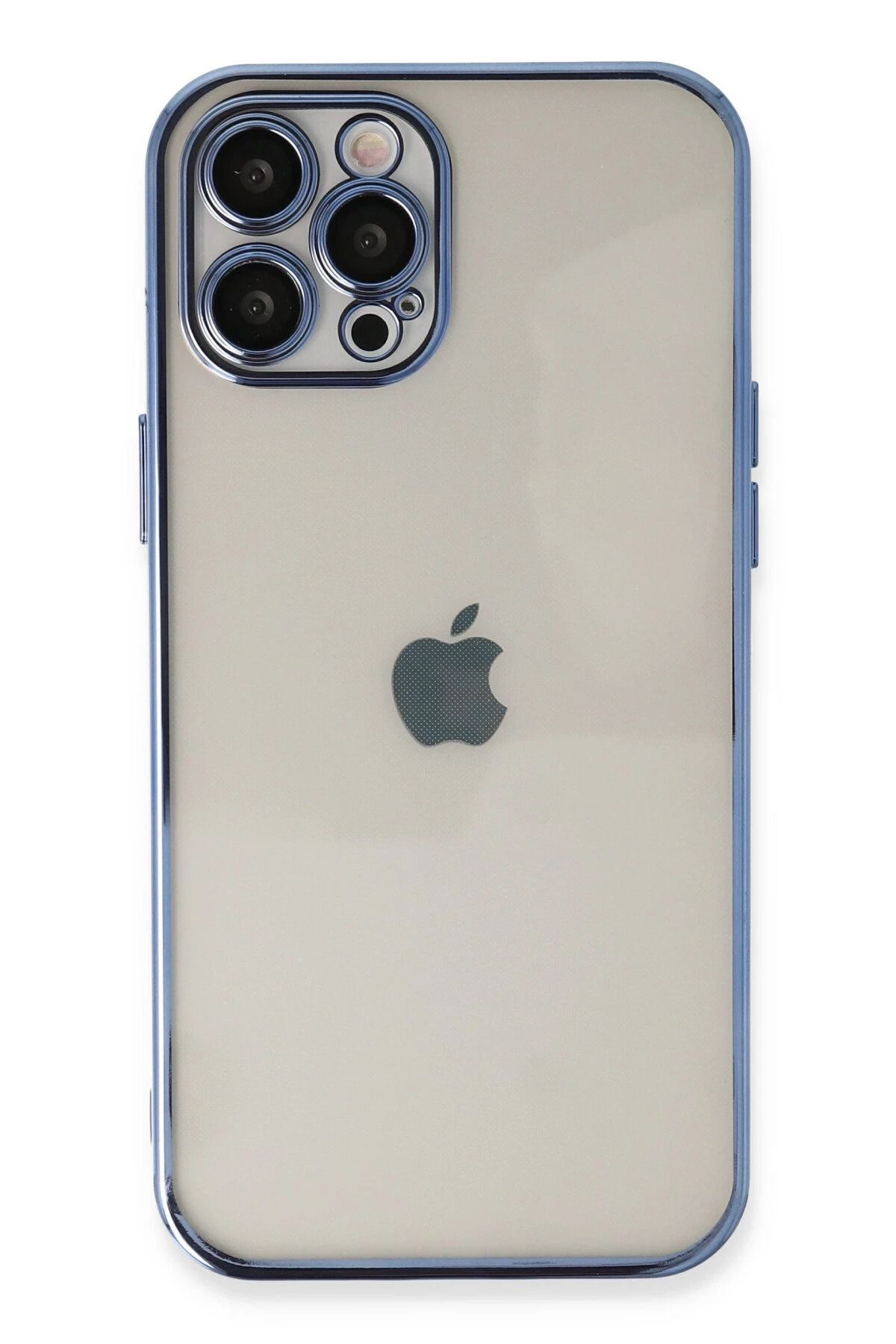 NewFace iPhone 12 Pro Max Kılıf Lensli Silikon - Açık Mavi YNSMR