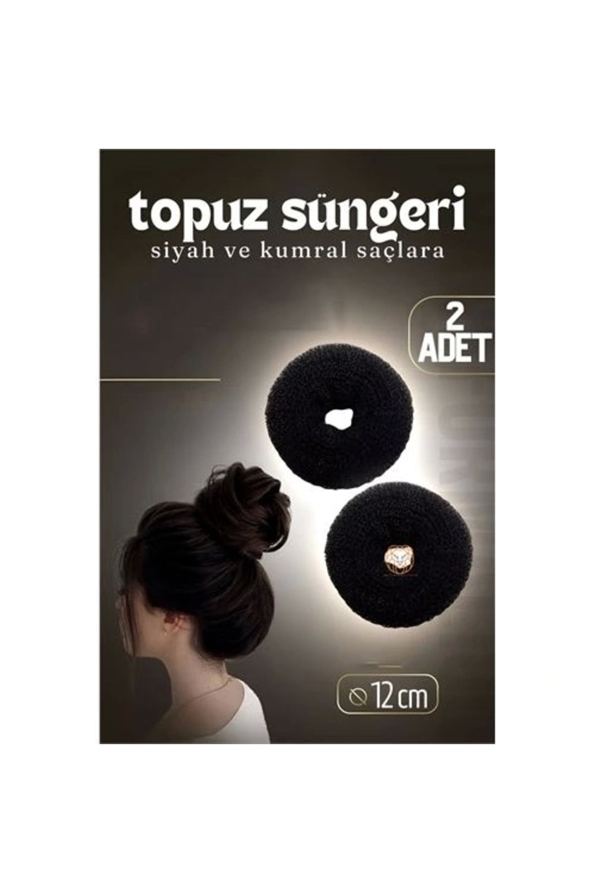 STOREMAX Siyah Saç Topuz Süngeri 2 ADET 12 CM Çap 5 cm Kalınlık