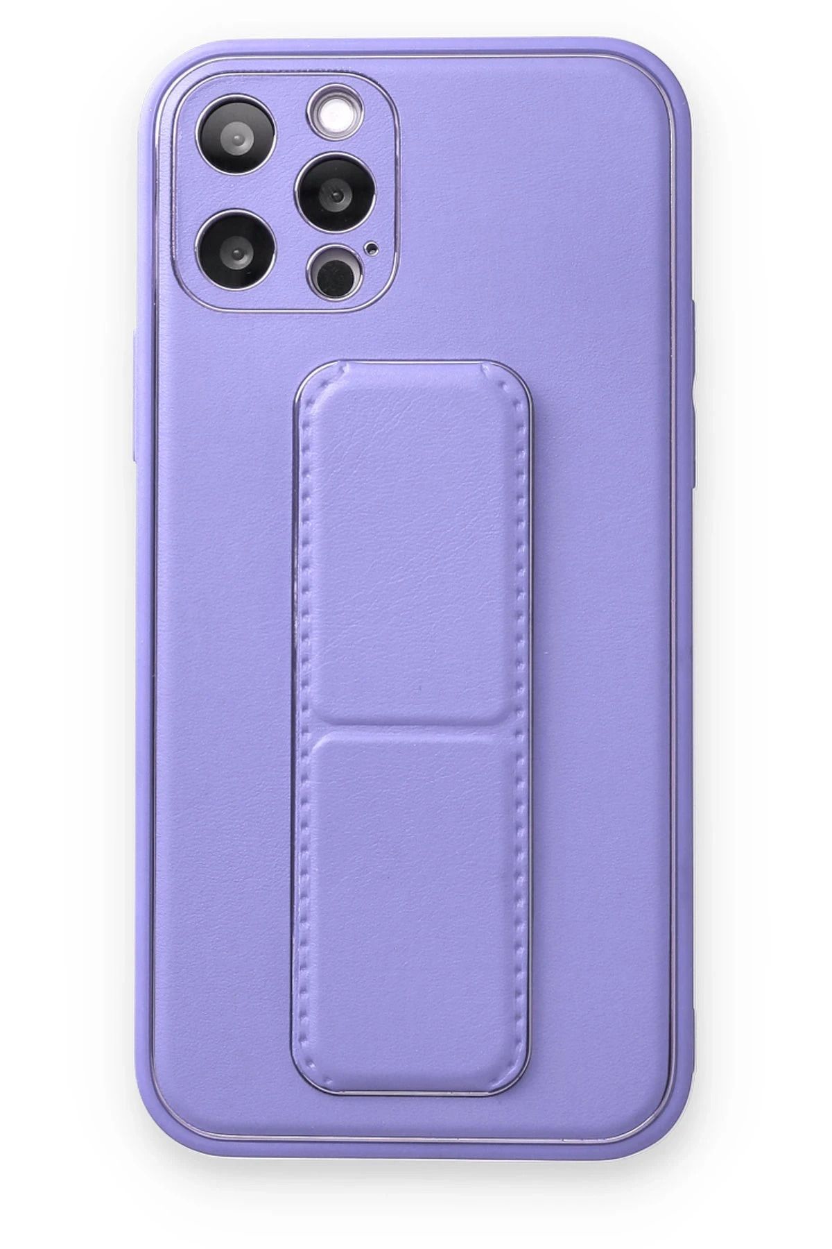 NewFace iPhone 12 Pro Kılıf Coco Deri Standlı Kapak - Koyu Lila YNSMR