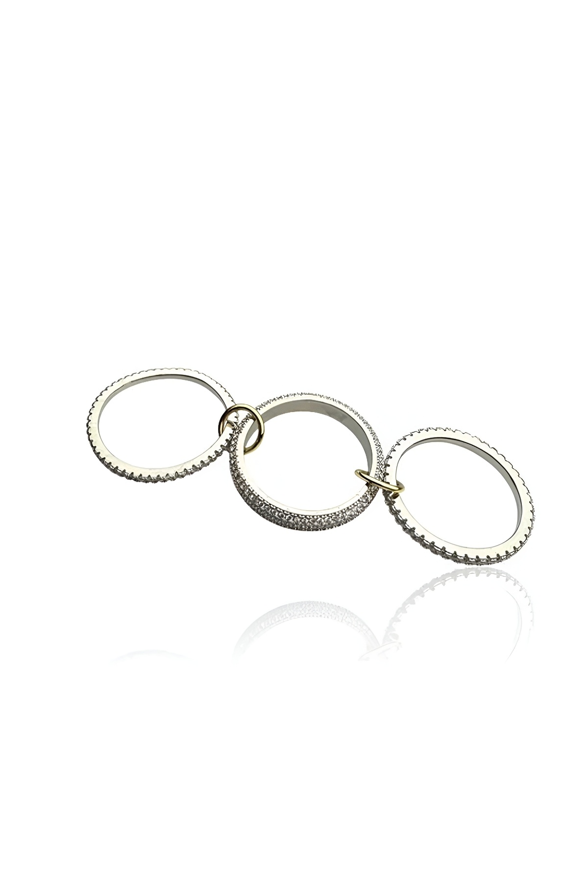Nyla Design-Spinelli Model All Zircon Stone Plated 3 Piece Ring 3