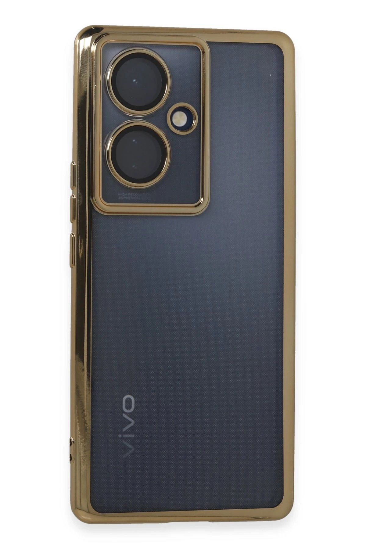 NewFace Vivo V29 Lite Kılıf Lensli Silikon - Gold JOJUA