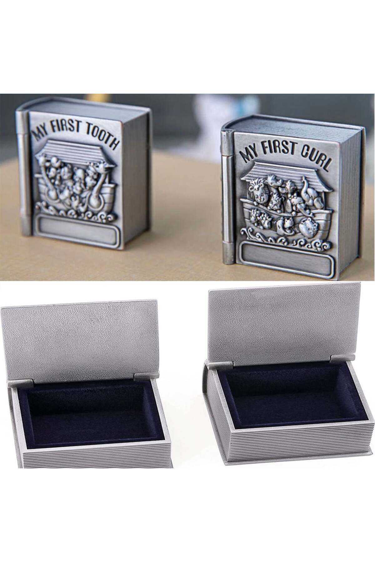 PUFO-Set of 2 antimony boxes Pufo Little Child for the first strand and the first tooth, 4 cm 5