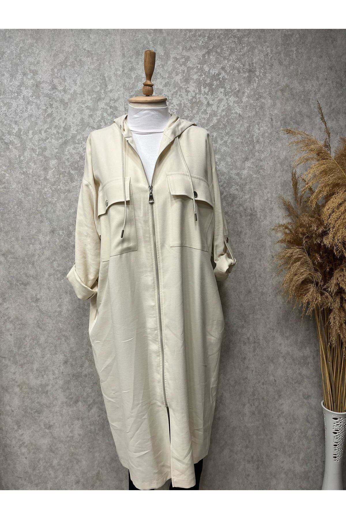 İkoll 25Y34391 KAP FERMUARLI METAL AKSESUAR DETAYLI OVERSIZE - İKOLL - 25Y34391 - BEJ - STANDART