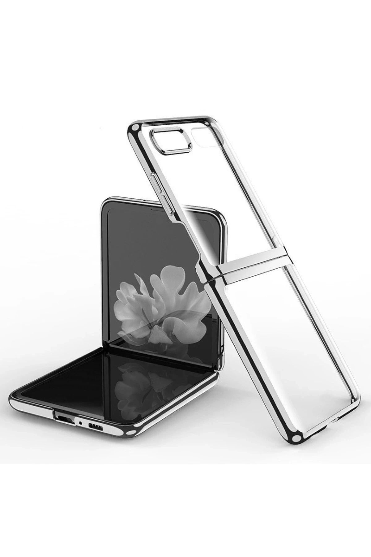 NewFace Samsung Galaxy Z Flip 4 Kılıf Fold Element Kapak - Gümüş JOJUA