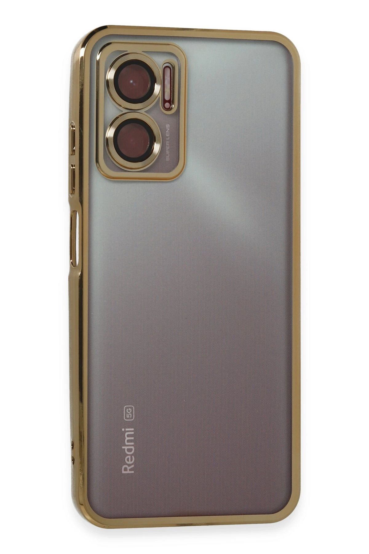NewFace Xiaomi Redmi 10 5G Kılıf Lensli Silikon - Gold NRMSA