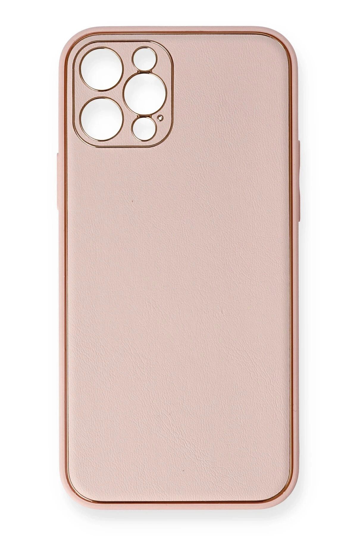 NewFace iPhone 12 Pro Kılıf Coco Deri Silikon Kapak - Pembe JOJUA