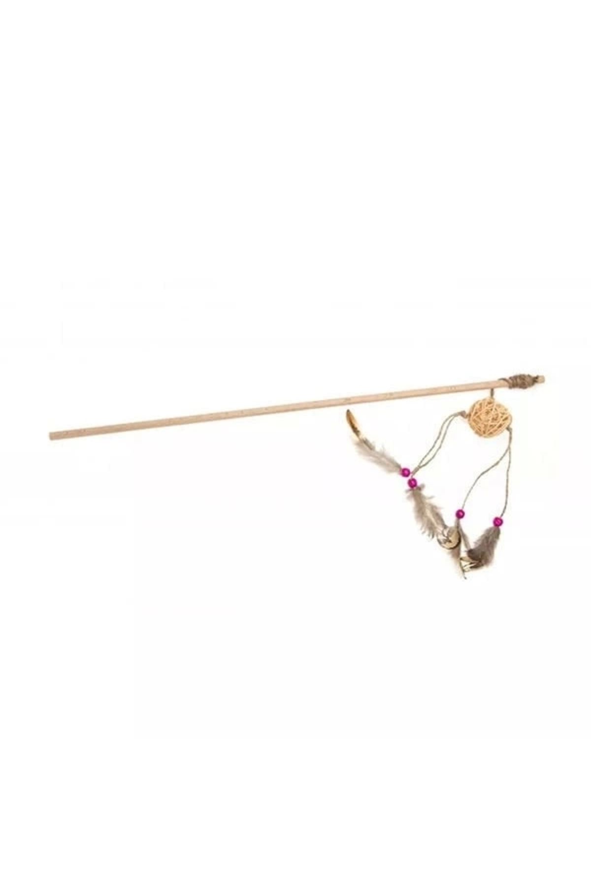 YNT İthalat Aquael Ecomfy Toy Gaia Rod Tüylü Ahşap Kedi Oltası Oyuncağı 50 Cm