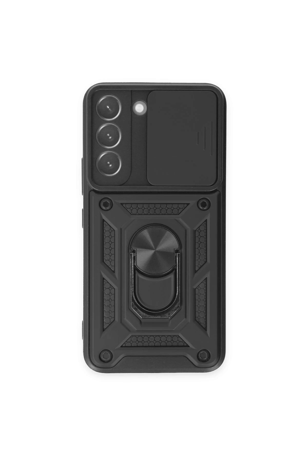 NewFace Samsung Galaxy S24 Kılıf Pars Lens Yüzüklü Silikon - Siyah JOJUA