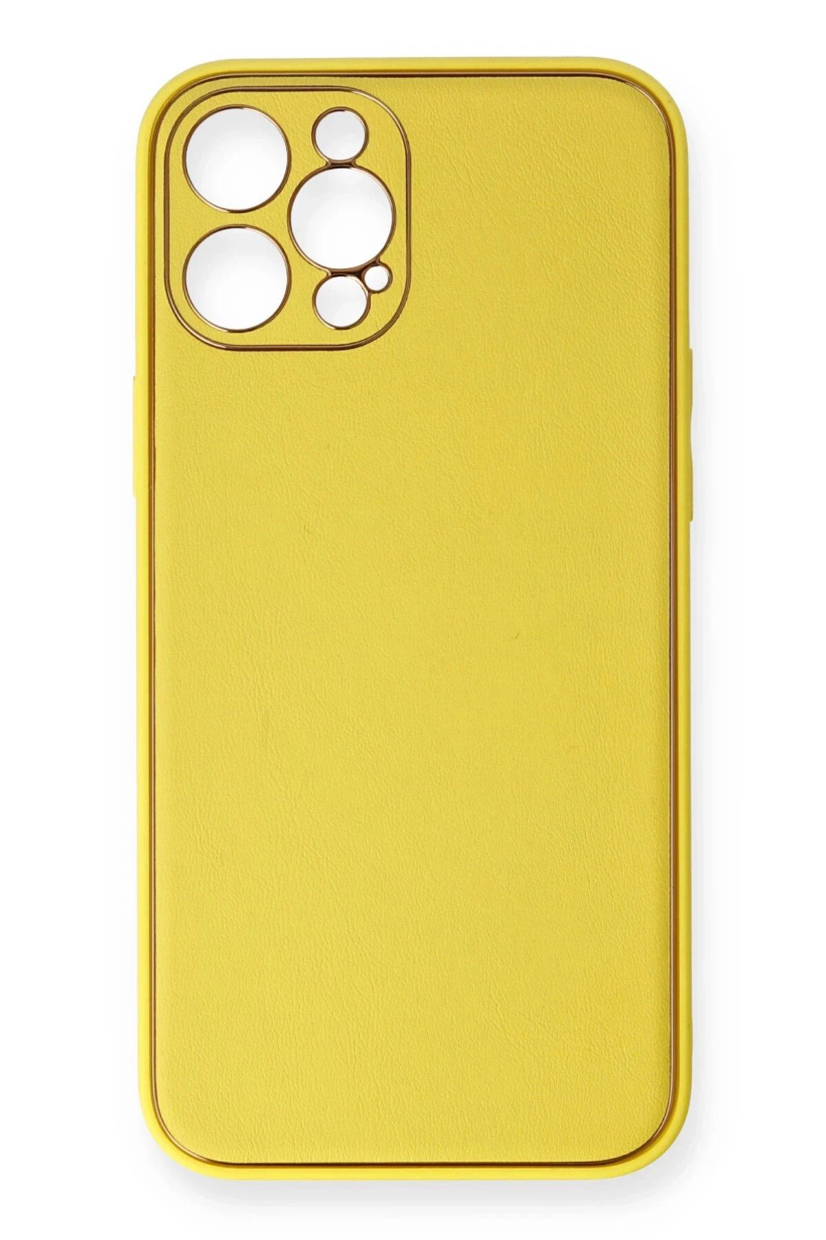 NewFace iPhone 12 Pro Kılıf Coco Deri Silikon Kapak - Sarı YNSMR