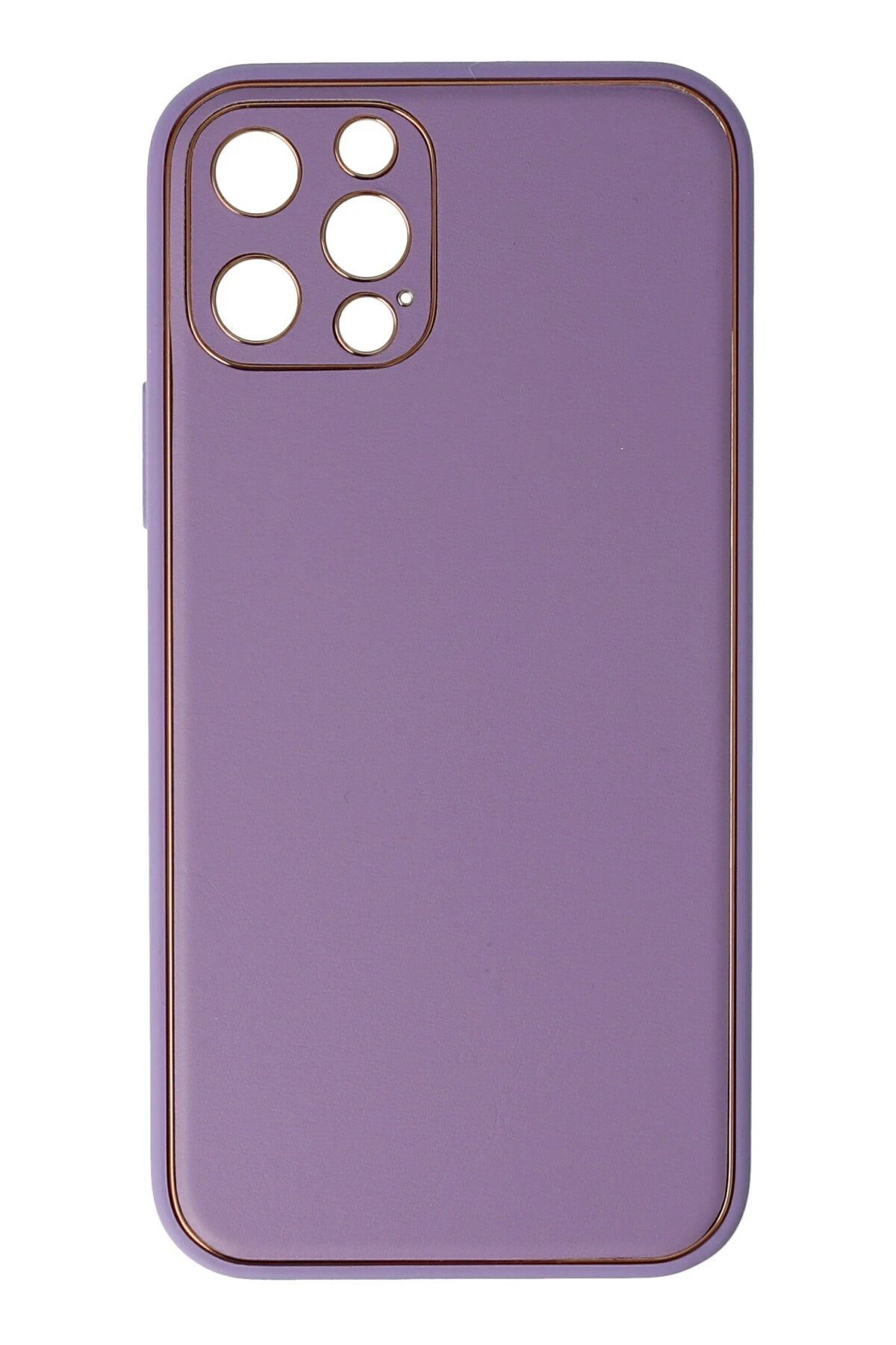NewFace iPhone 12 Pro Kılıf Coco Deri Silikon Kapak - Lila YNSMR