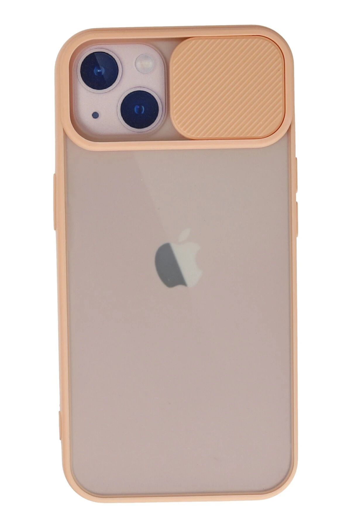 NewFace iPhone 13 Kılıf Palm Buzlu Kamera Sürgülü Silikon - Pembe JOJUA