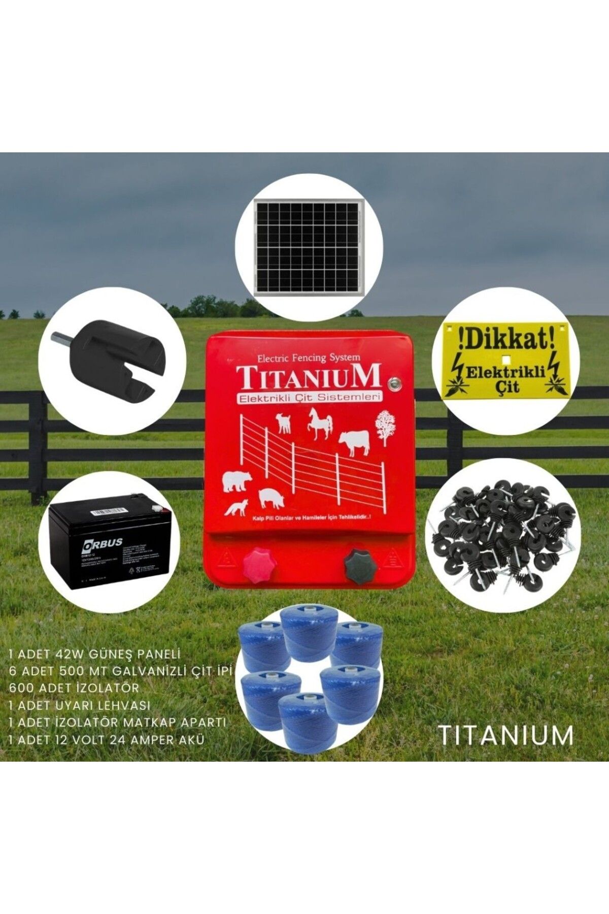 Titanium Professional Brand Titanium Night Shock 30K Elektirikli Çit Sistemi Set-5 Kovucu