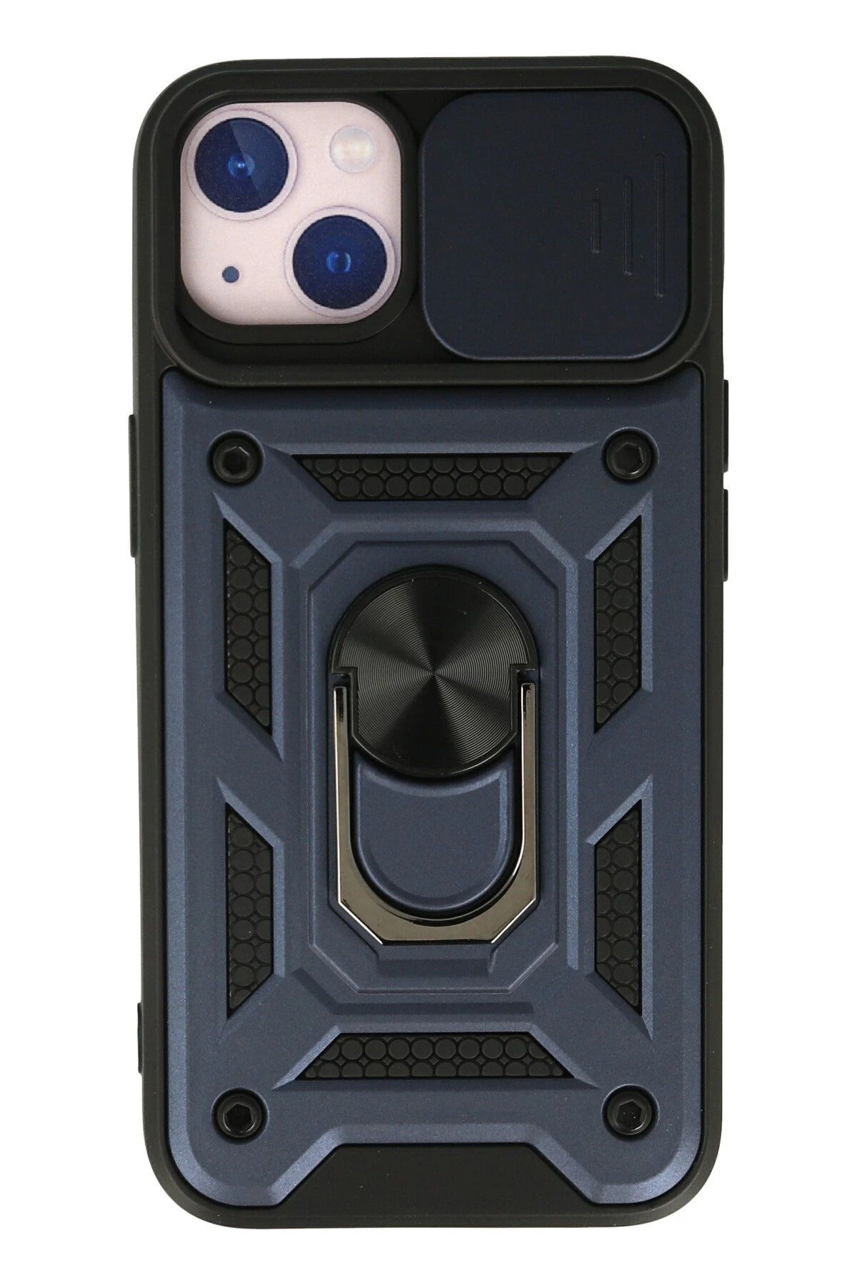 NewFace iPhone 15 Kılıf Pars Lens Yüzüklü Silikon - Lacivert HNZRN