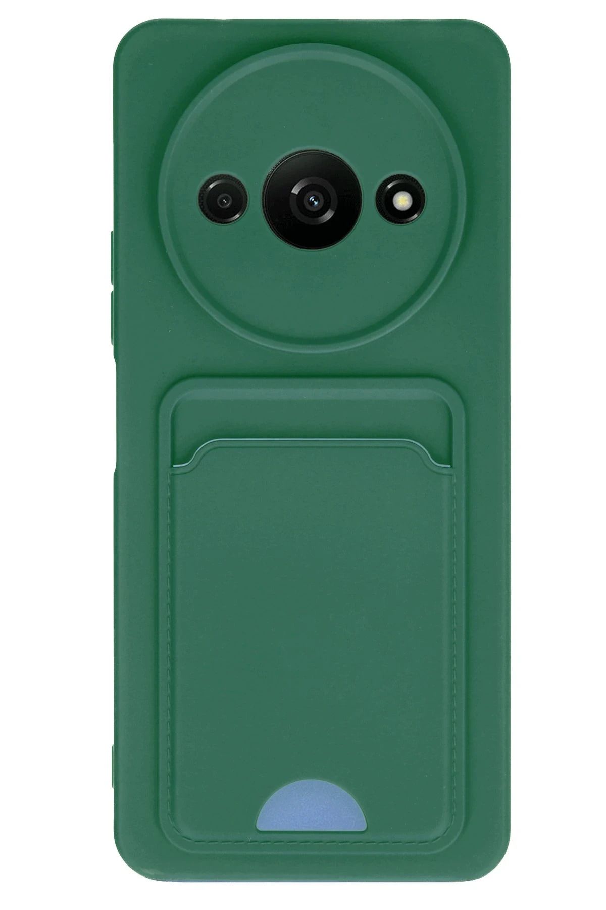 NewFace Xiaomi Redmi A3 4G Kılıf Kelvin Kartvizitli Silikon - Koyu Yeşil YNSMR