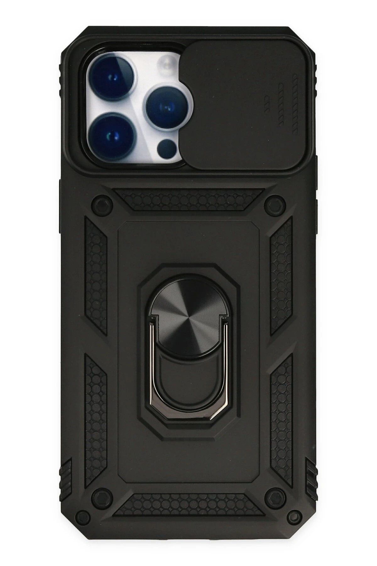 NewFace iPhone 14 Pro Max Kılıf Pars Lens Yüzüklü Silikon - Siyah JOJUA