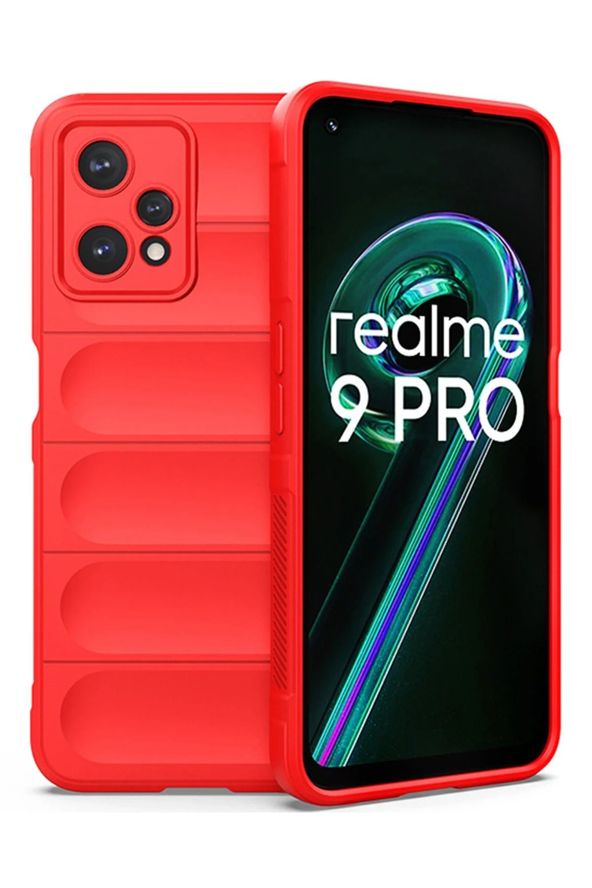 NewFace Realme 9 Pro 5G Kılıf Optimum Silikon - Kırmızı HNZRN