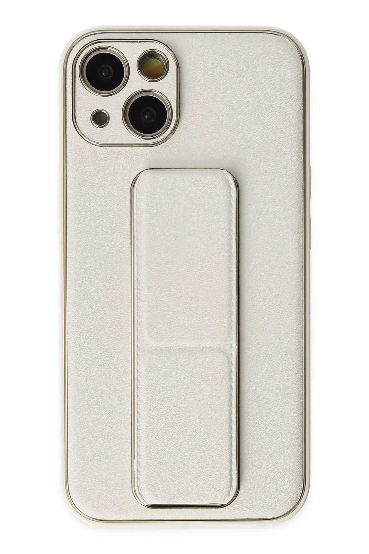 NewFace iPhone 13 Kılıf Coco Deri Standlı Kapak - Beyaz BSTMY