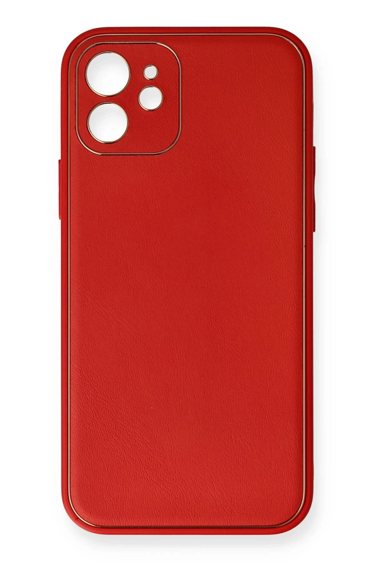 NewFace iPhone 12 Mini Kılıf Coco Deri Silikon Kapak - Kırmızı JOJUA
