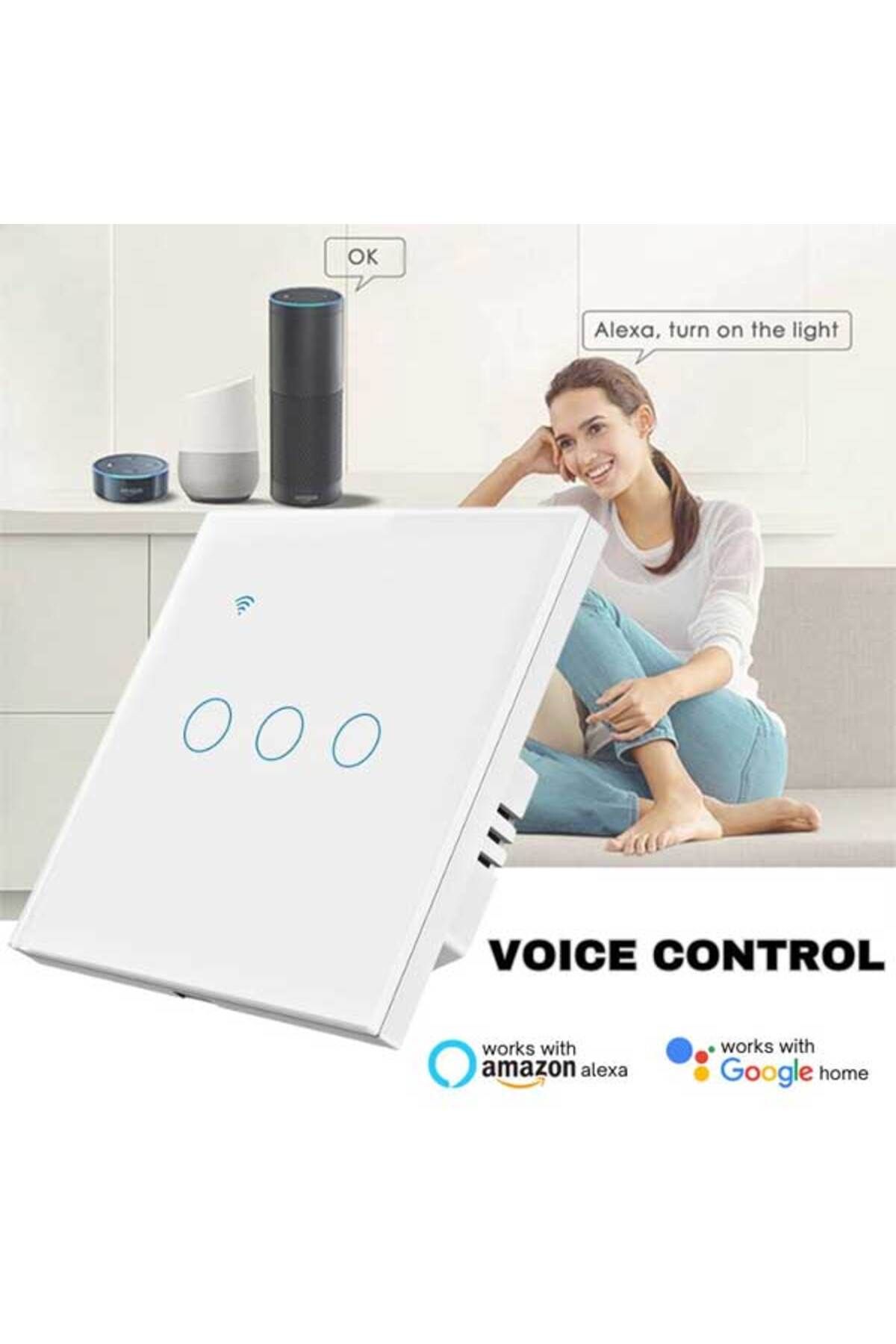 CLASSLIGHTS-Întrerupător inteligent triplu tactil, alb, Wifi, 10a, control vocal, Smart Life / Tuya, LED 4