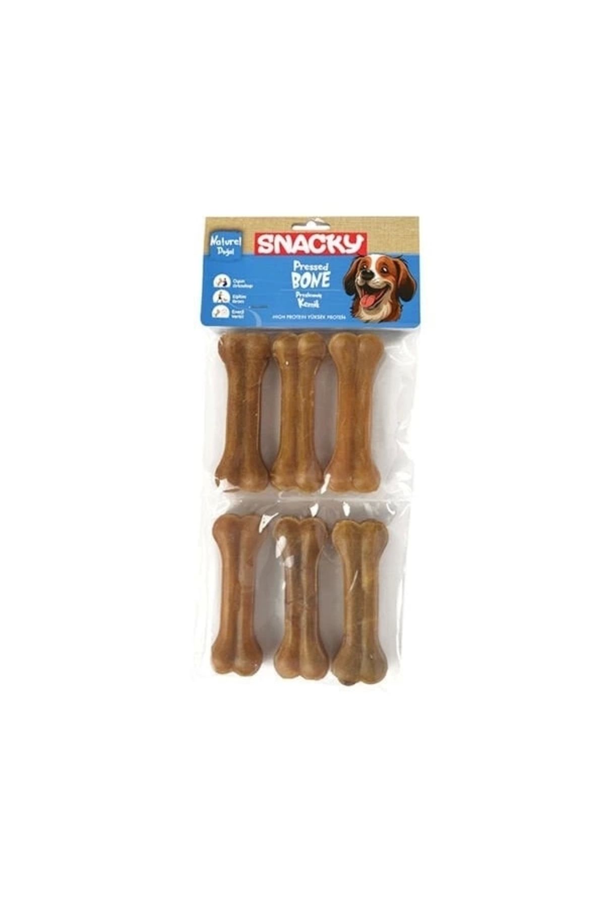 YNT İthalat Snacky Natural Preslenmiş Yüksek Proteinli Köpek Çiğneme Kemiği 6 Adet 165 Gr