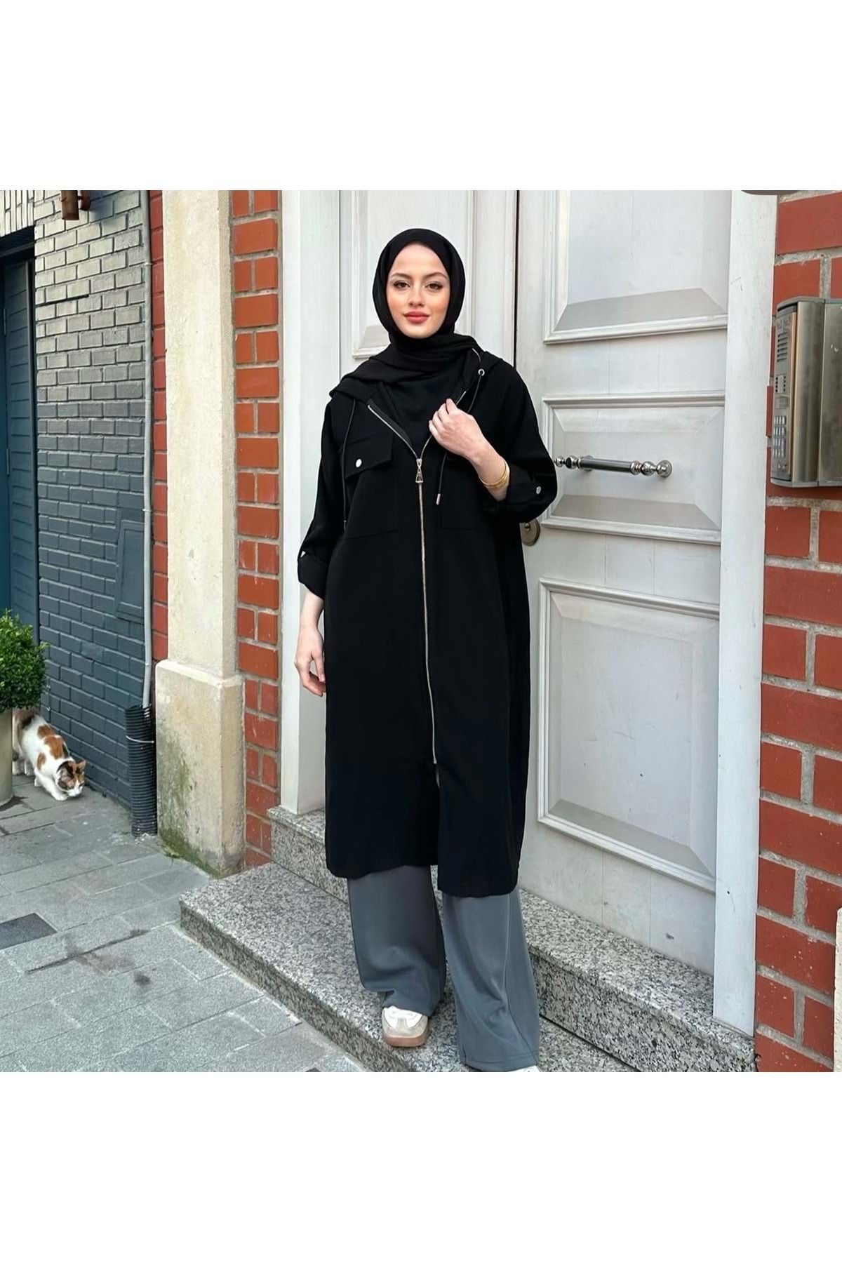 İkoll 25Y34391 KAP FERMUARLI METAL AKSESUAR DETAYLI OVERSIZE - İKOLL - 25Y34391 - SİYAH - STANDART