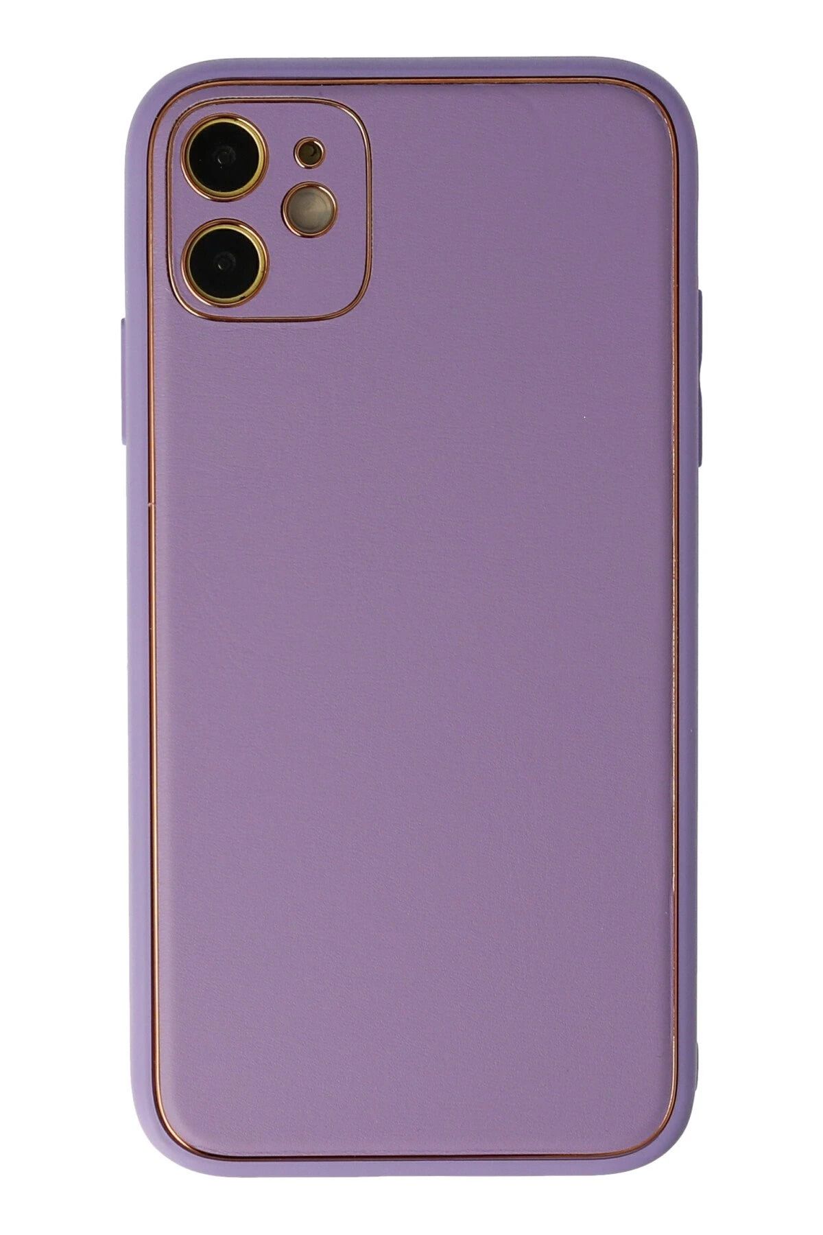 NewFace iPhone 12 Kılıf Coco Deri Silikon Kapak - Lila JOJUA
