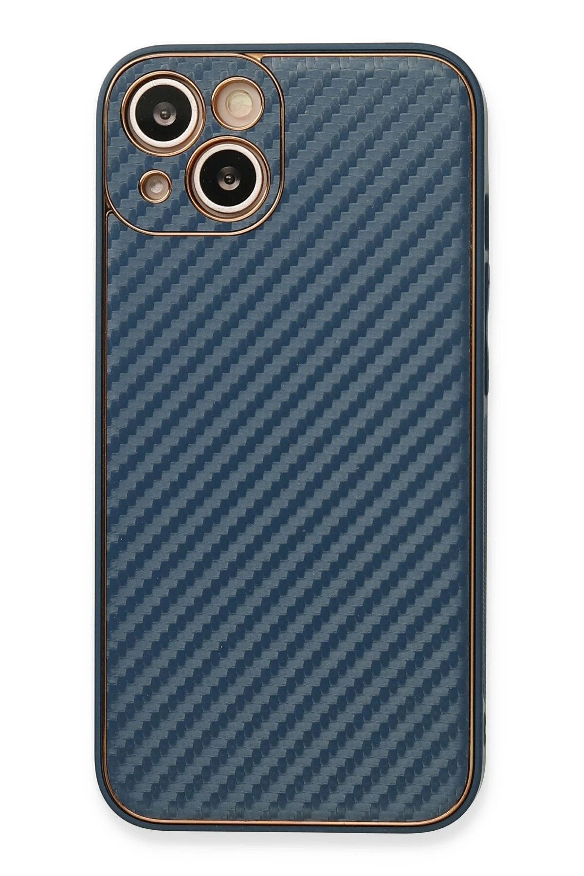 NewFace iPhone 13 Kılıf Coco Karbon Silikon - Mavi BSTMY