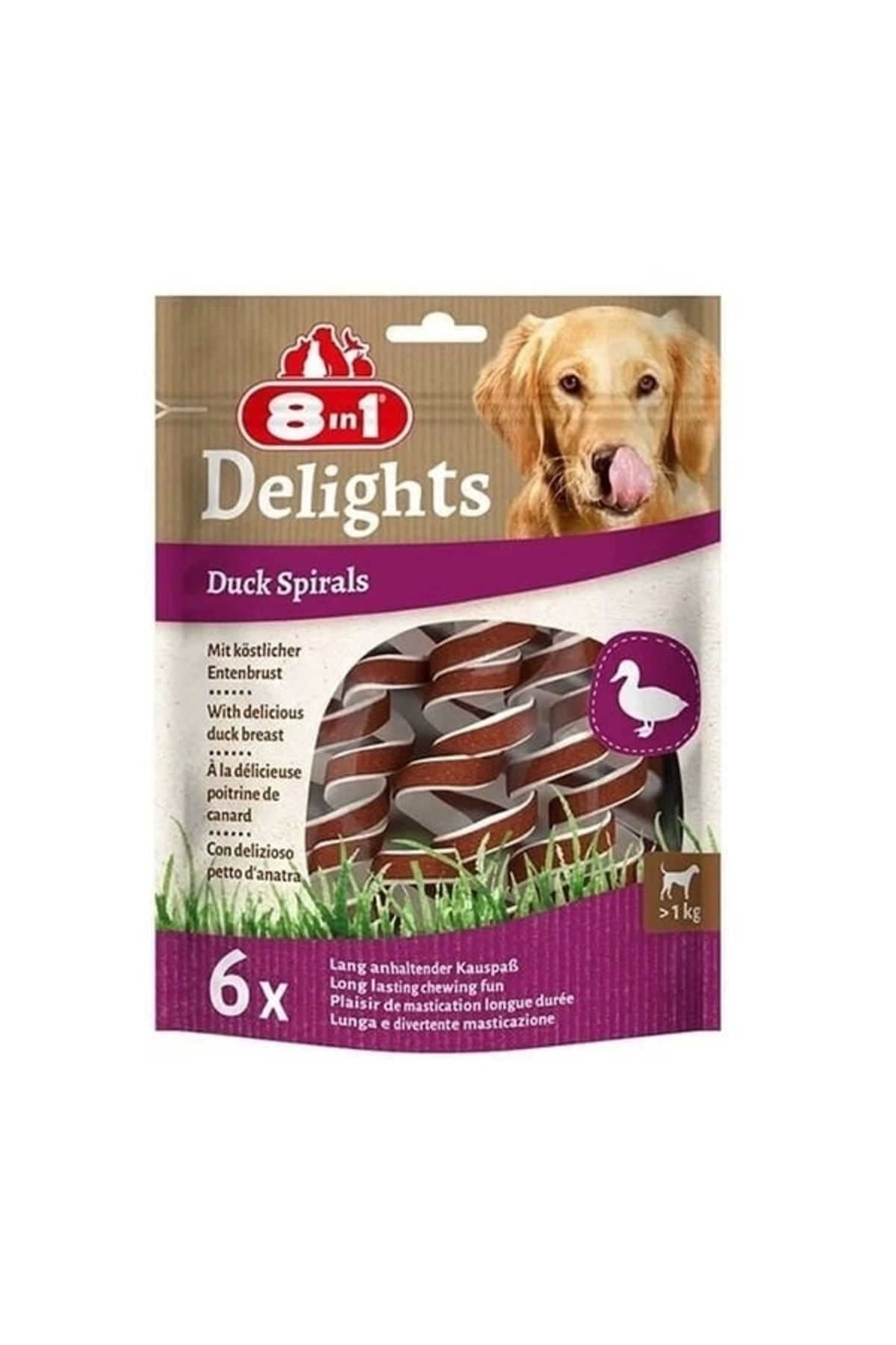 YNT İthalat 8in1 Delights Smart Spirals Ördekli Burgu Köpek Ödülü 6 Adet