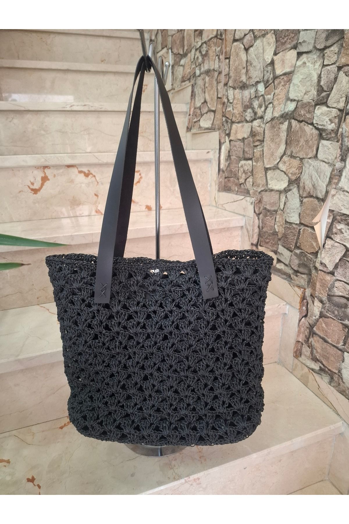 Lila Çanta Hasır kol çantası