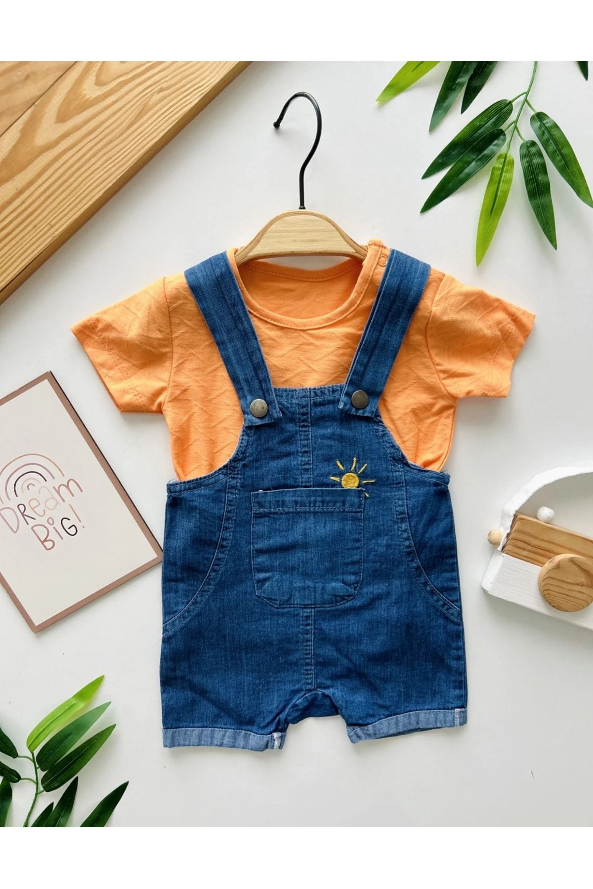Adda Baby Kot Salopet Tulum Yazlık İnce Tshirtli Pamuklu Nakışlı Kız ve Erkek Bebek