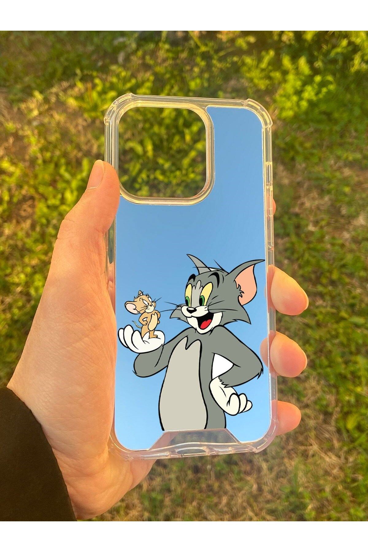 blueb İphone 14 Pro Uyumlu Aynalı Tom Ve Jeryy Desenli Darbe Kamera Korumalı Silikon Telefon Kılıfı