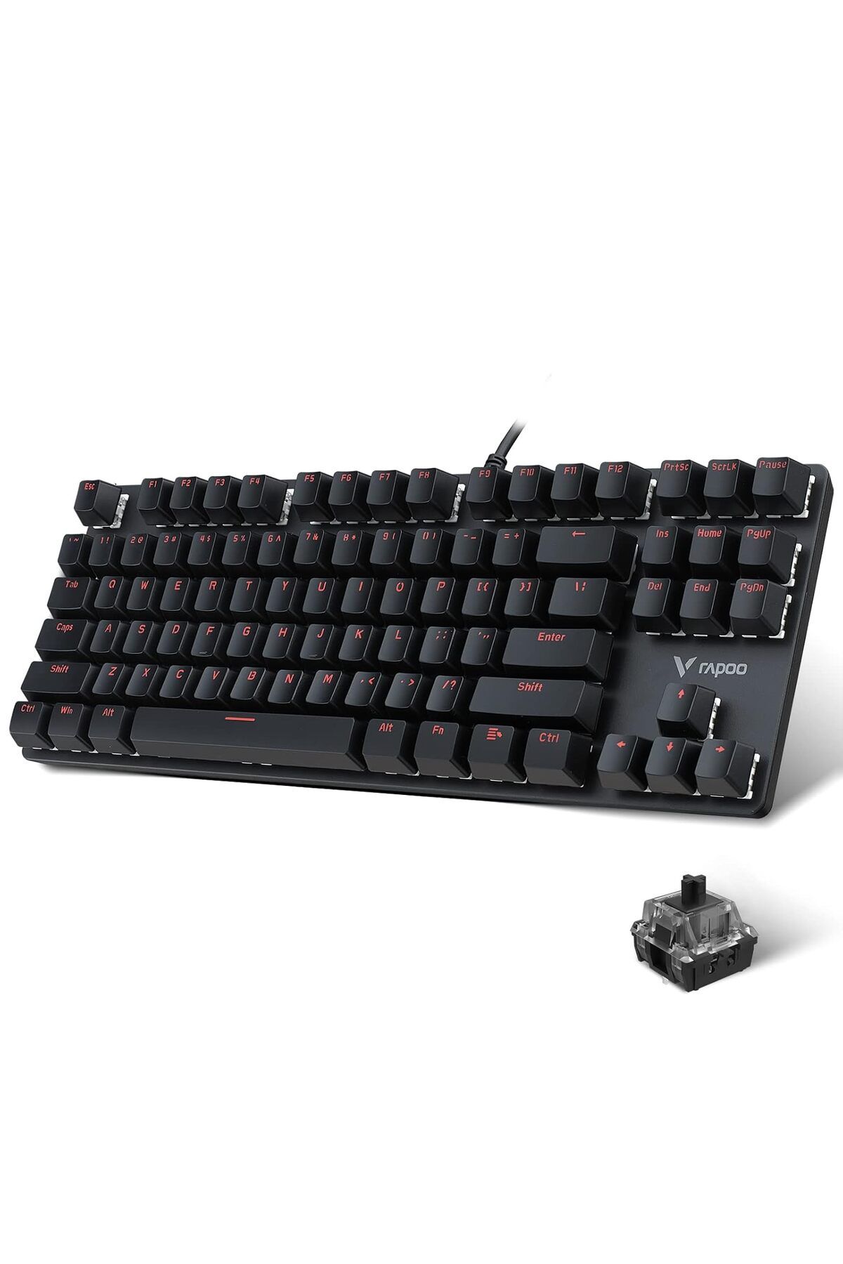 Rapoo-Mechanical Gaming Keyboard, V500 Alloy Wired Keyboard with Black Switches for Game Players, Qu 1