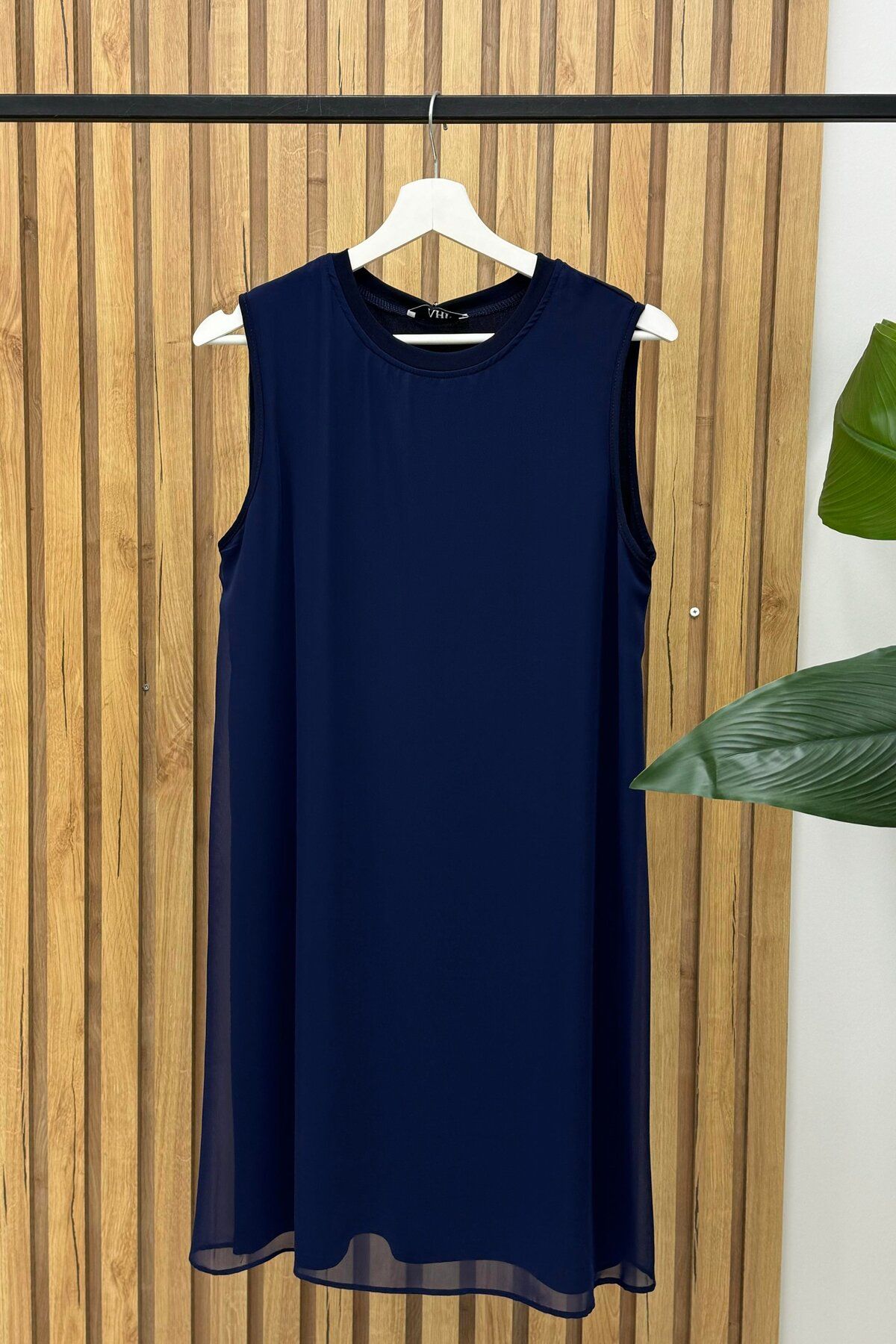 Nisa Luxury Boutique Puane Sıfır Kol Ön Şifon Detay Penye İçlik Tunik- 10270