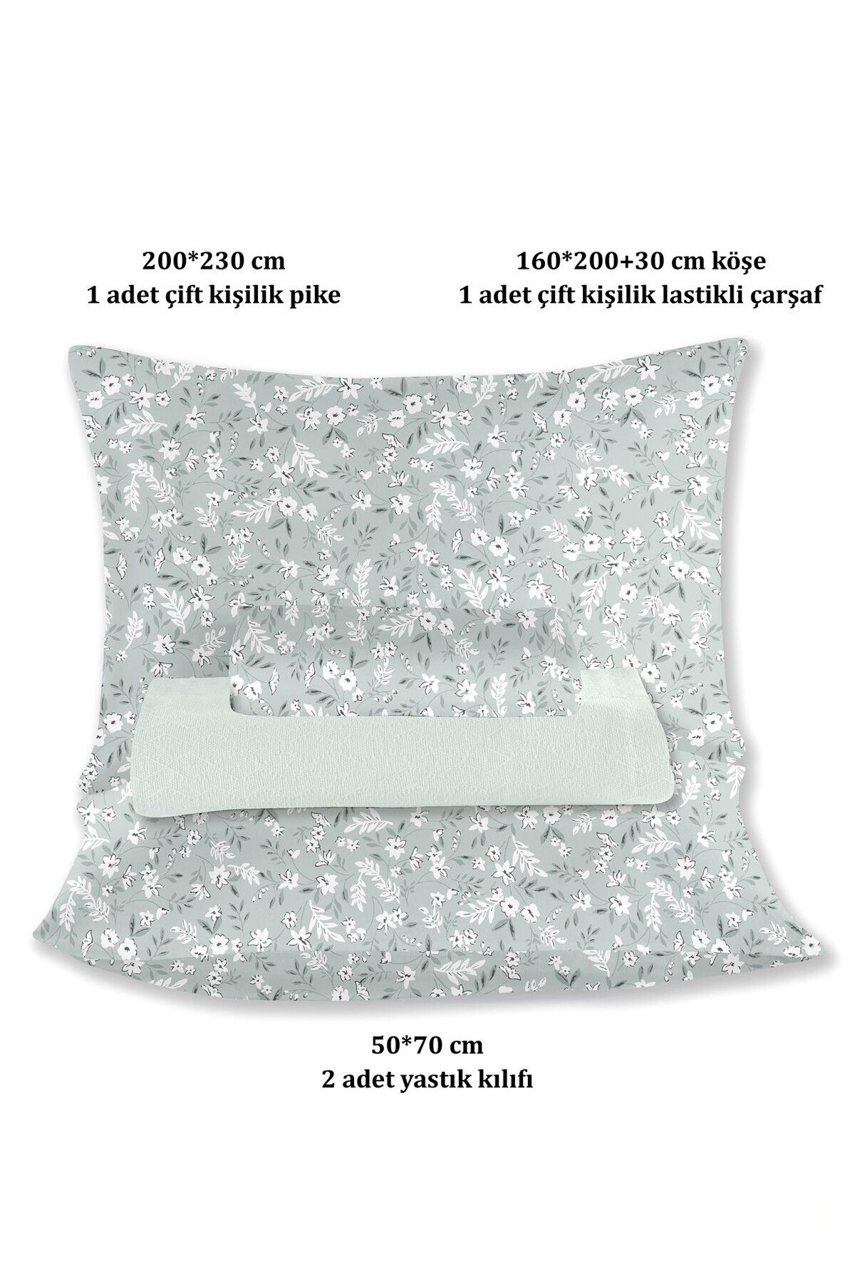 Evim-100% Cotton Olivia Blue Double Pique Set 200 X 230 cm 6