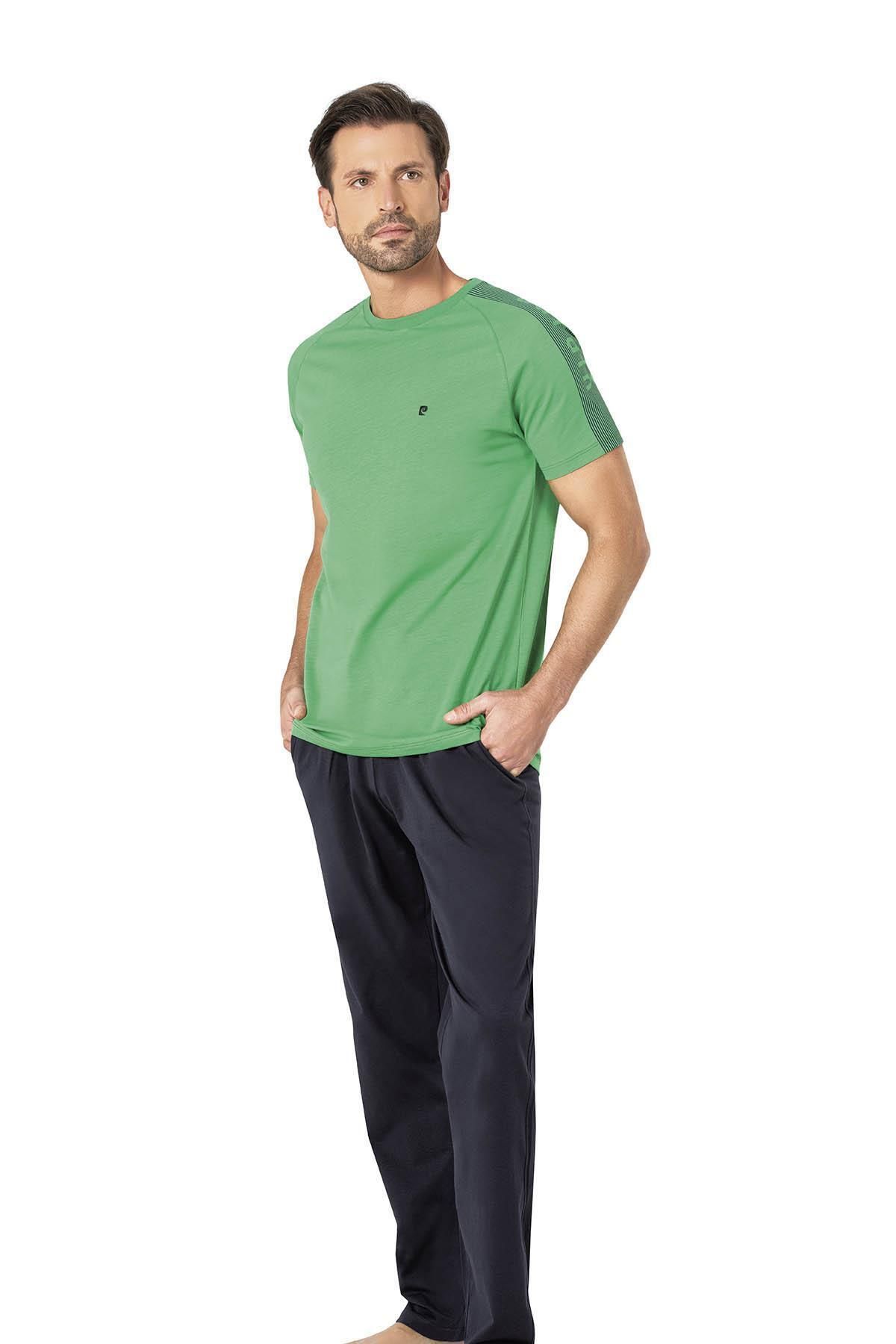 Pierre Cardin %100 Pamuk Erkek Pijama Takım,Bisiklet Yaka, Kısakol, Cepli