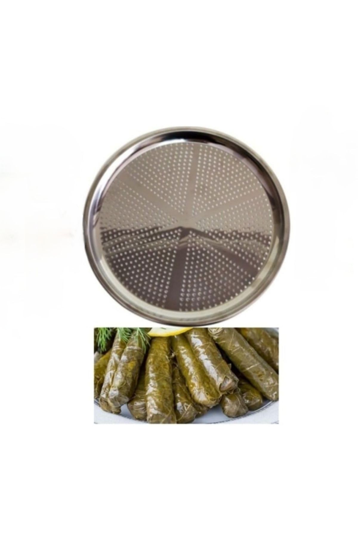 GLRHOME Paslanmaz çelik delikli dolma sarma altlığı Çelik pizza altlığı 24cm