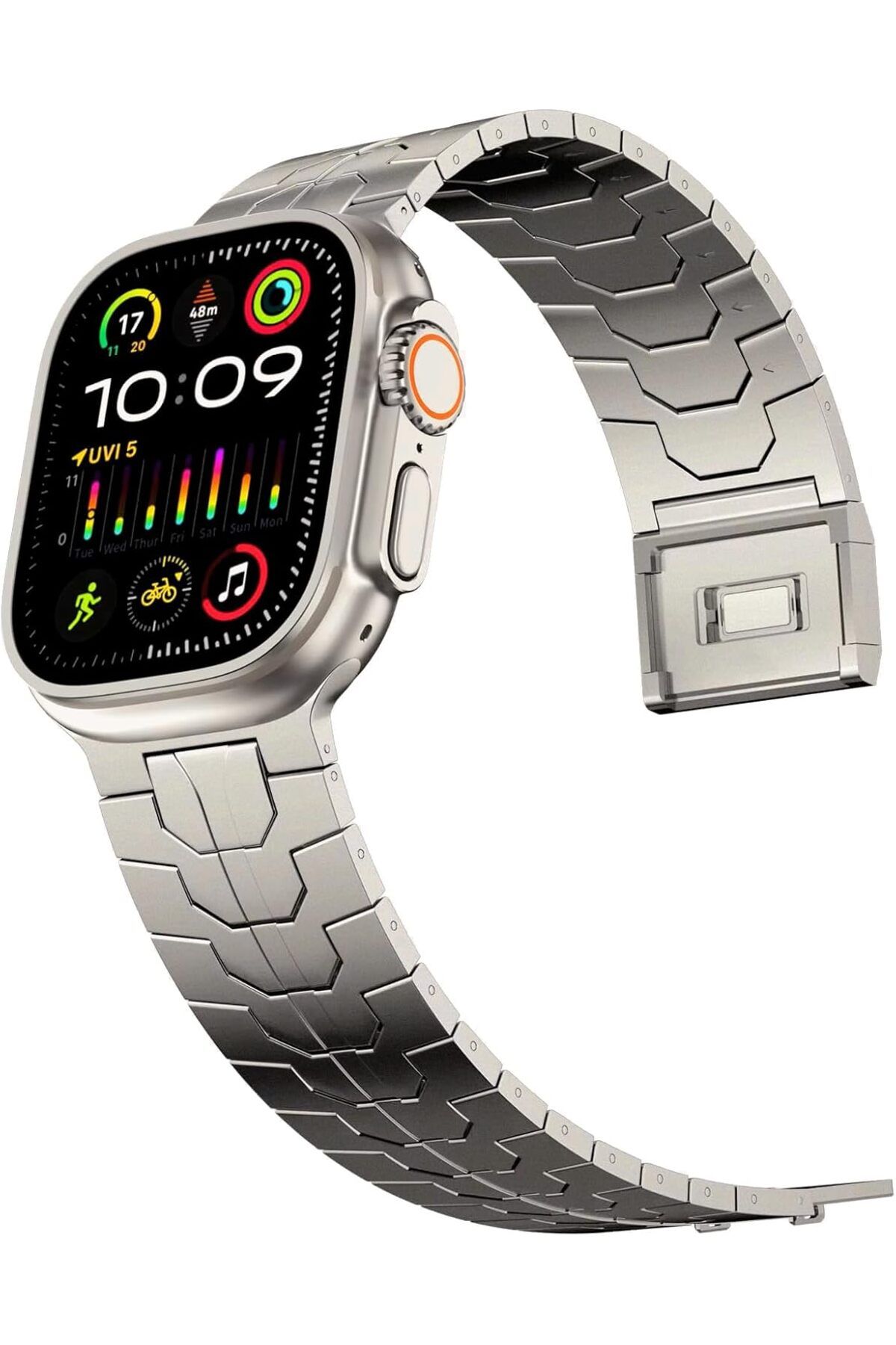 STOREMAX nffashopm Watch ile Uyumlu Titanyum Serisi Manyetik Tokalı Hafif ve Rahat Çelik Kordon Kayış (42