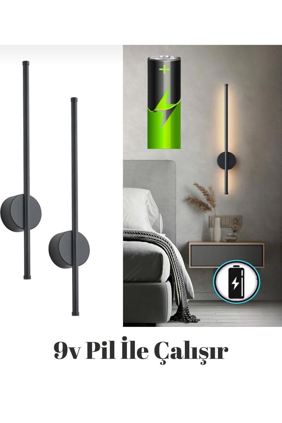 Philips Modern Dekoratif Günışığı Led Duvar Aplik 70 Cm Siyah (pilli )