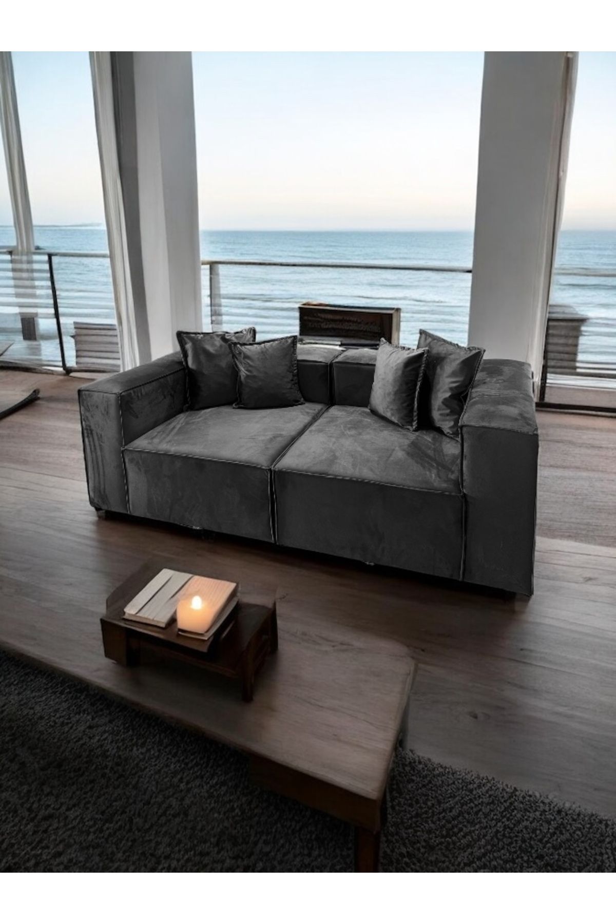 S Home Design Concept 2 Modül Modüler Kanepe Koltuk Köşe, Babyface, Antrasit