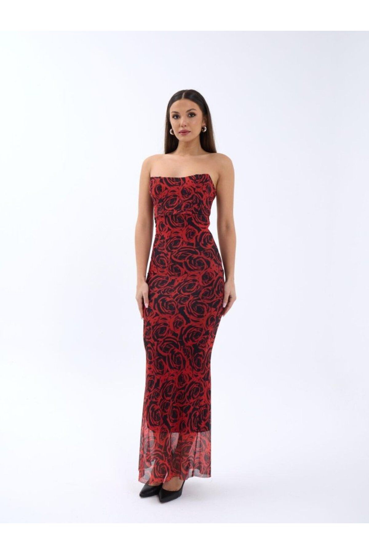 MHT STORE 7006 ELBİSE-KIRMIZI