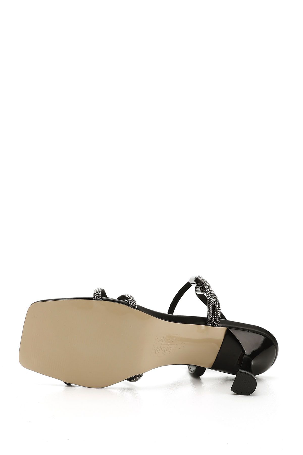 GÖNDERİ(R)-Women / Girls Black Stone Stone Ankle Adjustable Goblet Heel Sandals 5