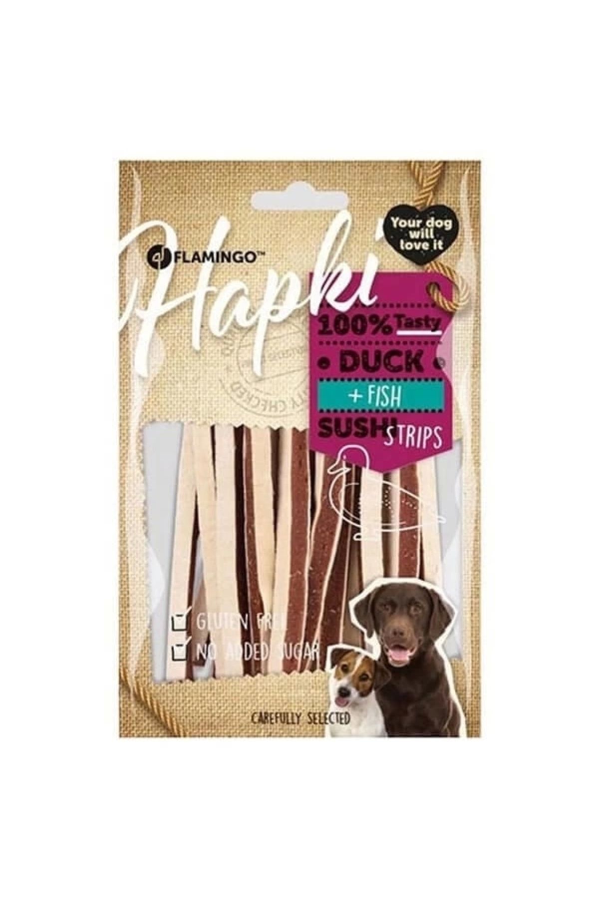 YNT İthalat Flamingo Hapki Glutensiz Ördek ve Balıklı Şerit Köpek Ödül Maması 85 Gr