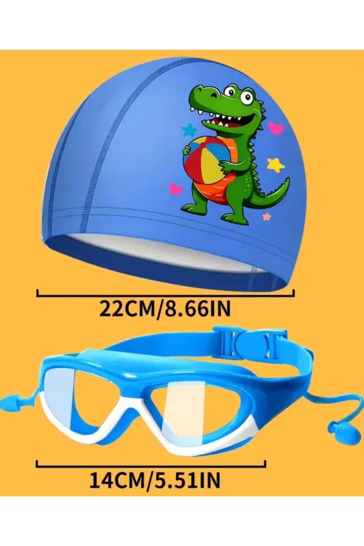 ÇEÇEN HOME 2 adet Su Geçirmez Sis Önleyici Silikon Çocuk Yüzme Gözlüğü ve Kap Seti, Yazlık Havuz, Plaj, Sörf