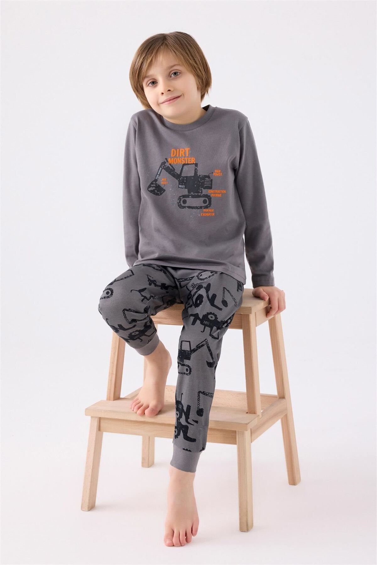 Rolypoly Erkek Çocuk Antrasit Uzun Kol Pijama Takım